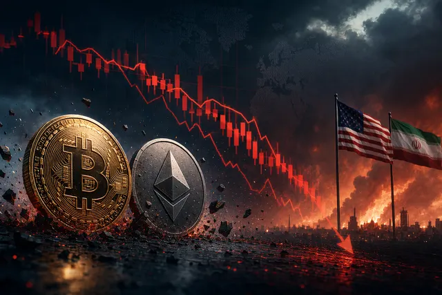Bitcoin and Ethereum prices falling amid geopolitical tension and market volatility