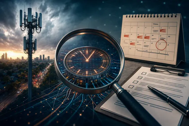 Illustration of a telecommunications network timing outage