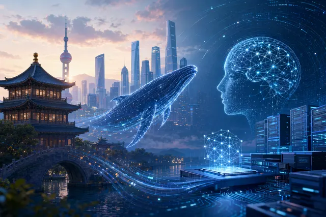 Minh họa DeepSeek, chatbot AI và mô hình R1 trong bối cảnh cuộc đua AI Trung Quốc