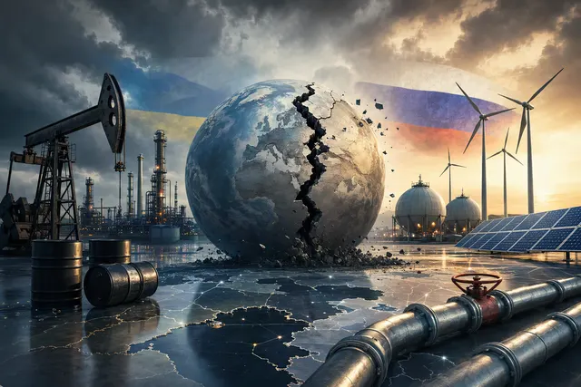 Illustration representing the 2026 energy shock and uncertainty over oil supply