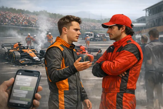 Illustration of Oscar Piastri and Carlos Sainz involved in their Hungarian Grand Prix collision
