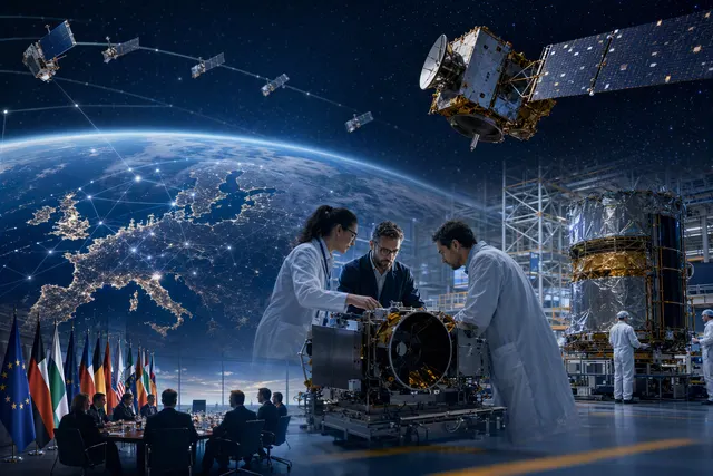 Illustration of satellites orbiting Earth, representing the proposed Project Bromo European space venture