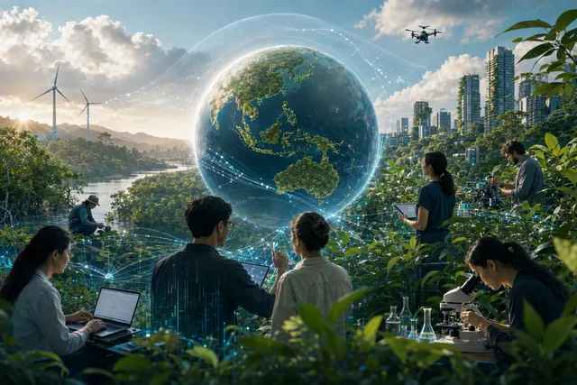 AI-generated illustration representing Google DeepMind’s AI for the Planet accelerator and environmental AI work in Asia-Pacific