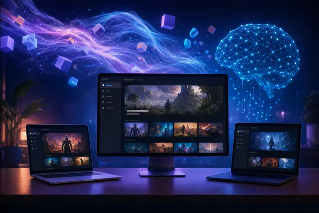 Illustrative image for Epic Games’ redesigned launcher preview, with support for Windows, macOS and Linux