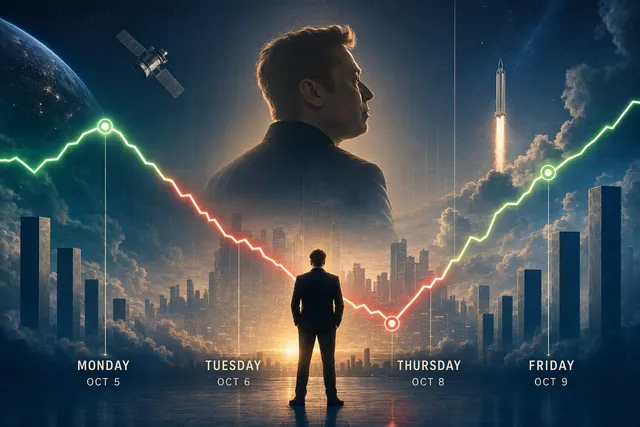 AI-generated editorial illustration for an article about Elon Musk’s changing net-worth estimates and SpaceX shares.