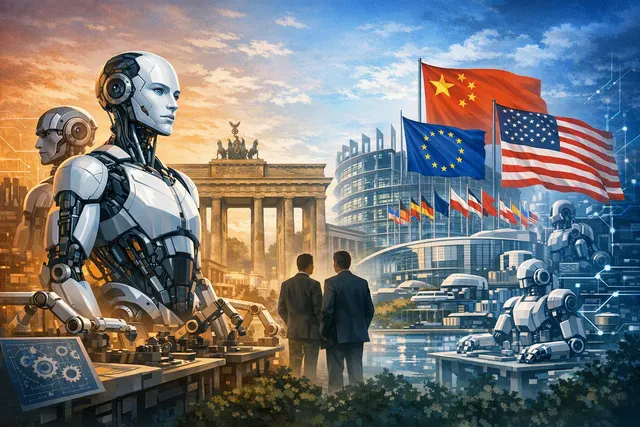 Humanoid robot in an industrial setting representing Europe’s race to build a resilient physical AI supply chain