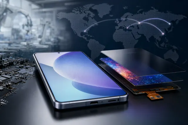 Concept image illustrating Samsung evaluating BOE OLED display panels for the Galaxy S27 supply chain