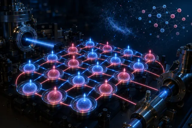 Illustration of ultracold atomic ensembles coupled by light inside an optical cavity for associative-memory research