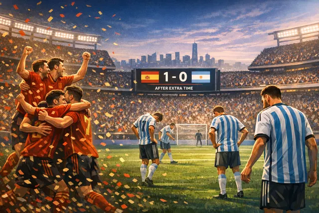 2026 World Cup final match imagery with Spain and Argentina symbolism