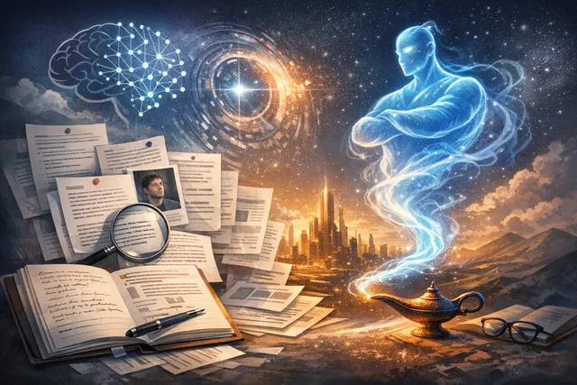 Abstract visualization of the AI singularity concept, showing a glowing event horizon with digital particles, representing the transition point where artificial intelligence surpas