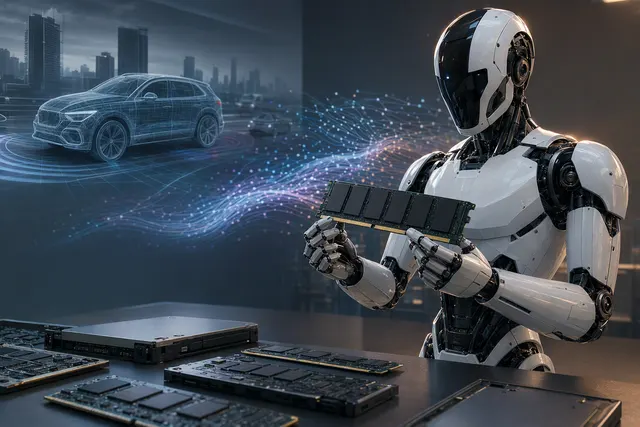 Illustrative image for an article about memory requirements in humanoid robots and AI chips.