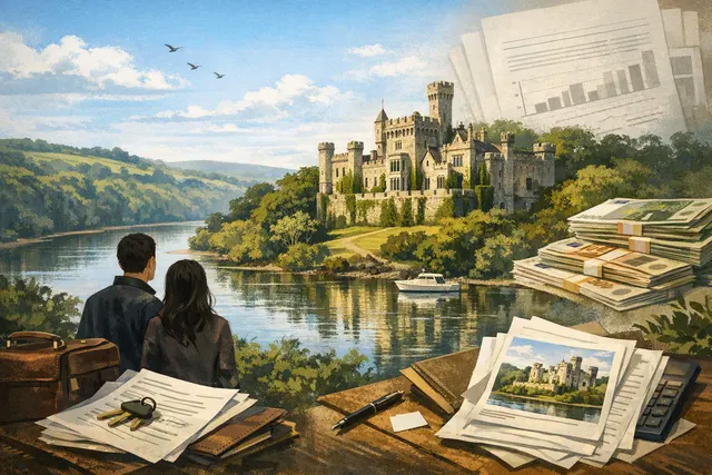 What is known about Mark Zuckerberg’s purchase of the 19th century Strancally Castle in Waterford, Ireland—including its estimated $23 milli