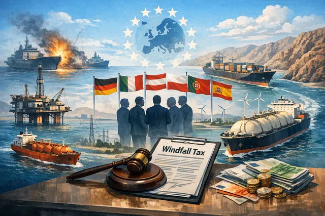 What is behind the renewed push by Germany, Italy, Austria, Poland, Portugal, and Spain for an EU wide windfall tax framework on oil and ene