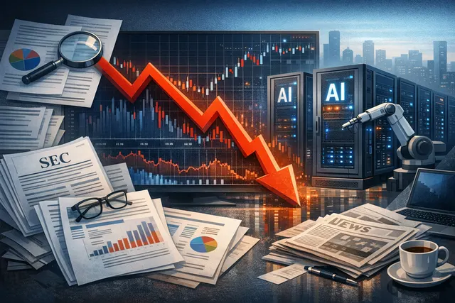 Amazon stock chart and financial data showing AI infrastructure spending and free cash flow decline