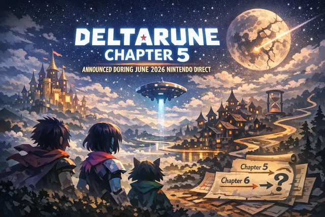 Deltarune Chapter 5 Field of Pink and Gold floral dark world concept art with bright pastel flowers and a mysterious gateway