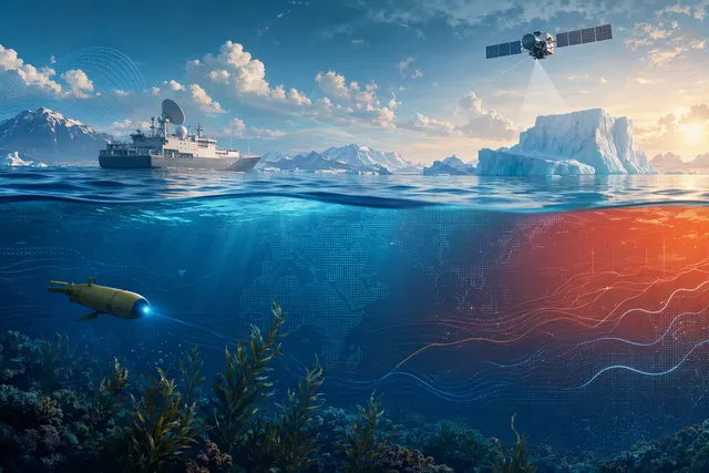 Illustrative image representing ocean warming, rising seas and polar ice change