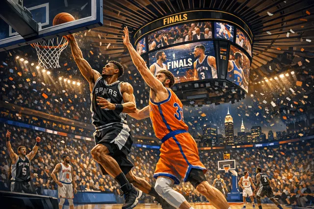 Victor Wembanyama drives to the basket during Game 3 of the 2026 NBA Finals at Madison Square Garden, leading the San Antonio Spurs to a 115-111 victory over the New York Knicks.