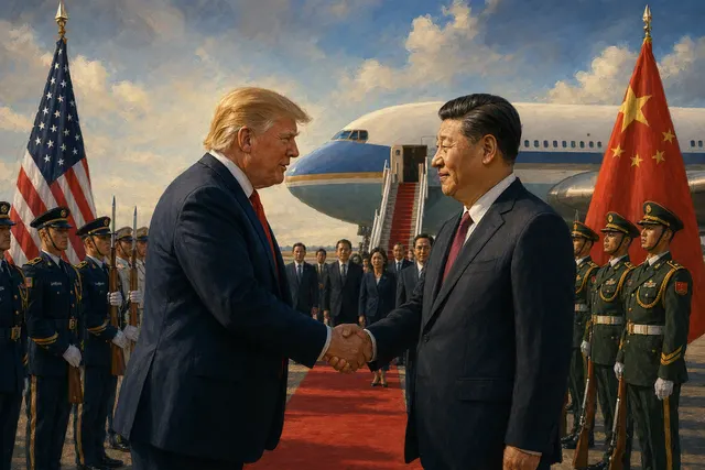 AI-generated illustration accompanying coverage of Trump and Xi Jinping’s September 2026 state visit