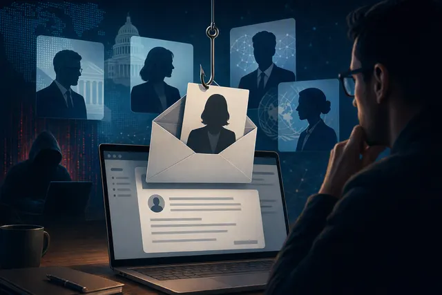 Illustrative image representing phishing threats aimed at AI policy researchers