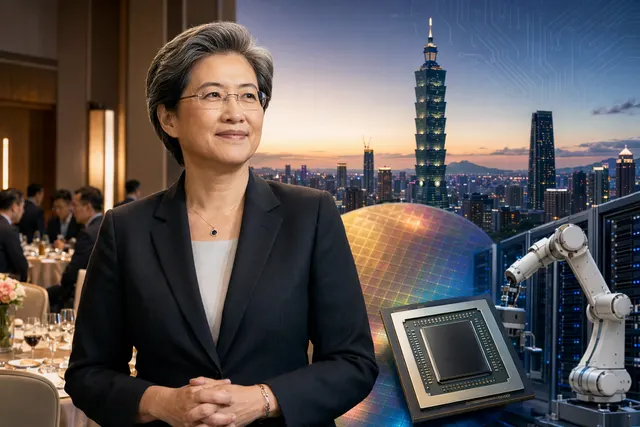 Illustration representing AMD CEO Lisa Su visiting Taipei ahead of Computex 2026 and discussing the future of AI computing