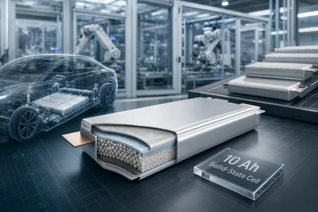 Concept illustration of a high‑energy solid‑state lithium battery representing Ganfeng Lithium’s 500 Wh/kg breakthrough