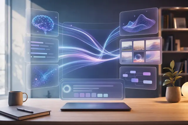 AI-generated illustration representing a chat interface with interactive visual elements.