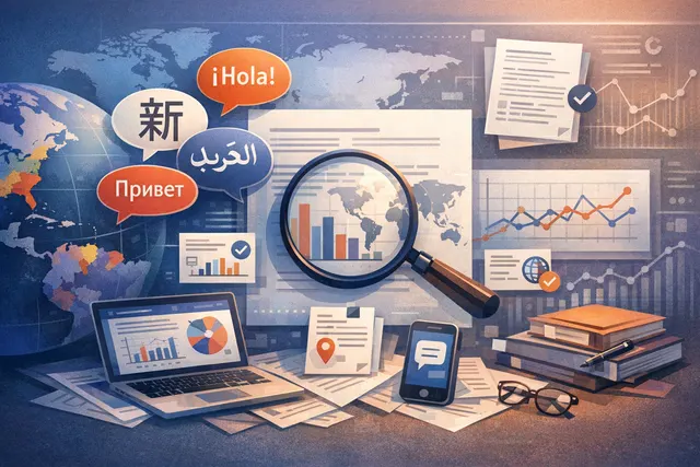 Illustration showing ChatGPT interface with multiple languages and a world map, representing global multilingual AI adoption