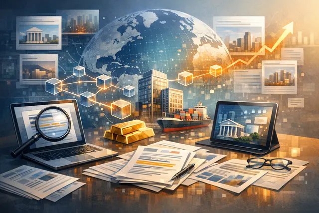 Abstract representation of three blockchain networks — Stellar, Solana, and a yen stablecoin — converging with traditional finance infrastructure