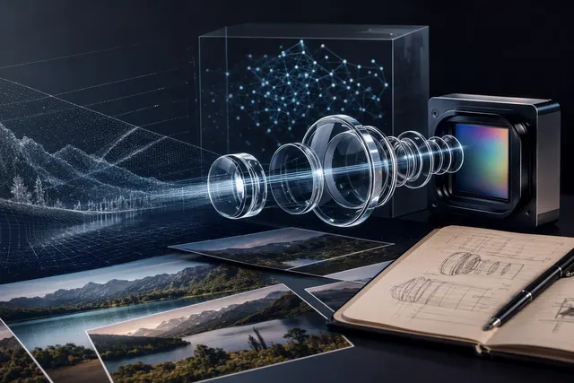 Editorial illustration of AI-powered smartphone camera imaging technology