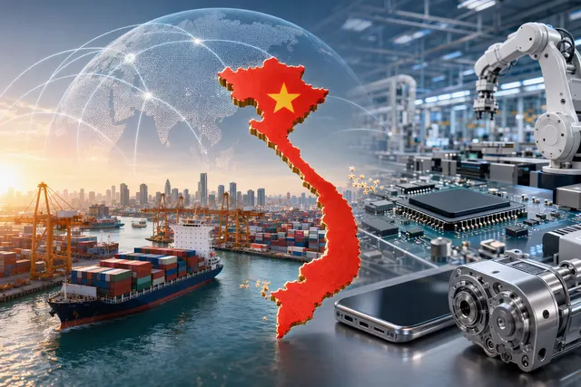 AI-generated illustrative image for Vietnam’s $1 trillion goods-trade milestone