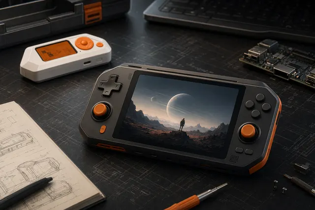 Concept illustration of the Flipper One Linux handheld cyberdeck device