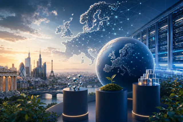 Illustration representing European AI startups and venture funding growth
