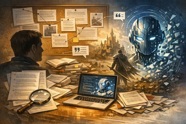 Conceptual image representing generative AI in game development with a Dragon Age inspired aesthetic
