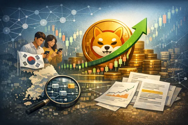 Shiba Inu cryptocurrency price chart showing a sharp upward spike with Korean flag elements