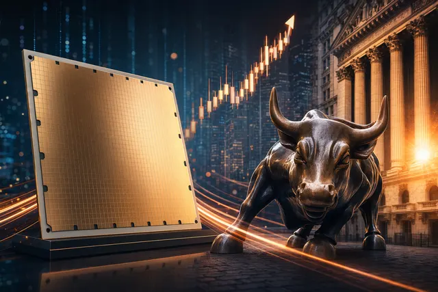 Illustration representing AI chip company IPO surge and stock market enthusiasm for artificial intelligence infrastructure