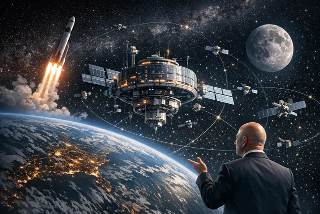 Jeff Bezos speaking at VivaTech 2026 about his vision for orbital data centers and AI's impact on future jobs.