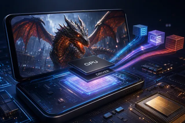 Illustration representing PC game emulation on an Android device