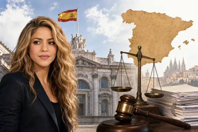 Editorial illustration of Shakira and Spain’s High Court ruling ordering a tax refund