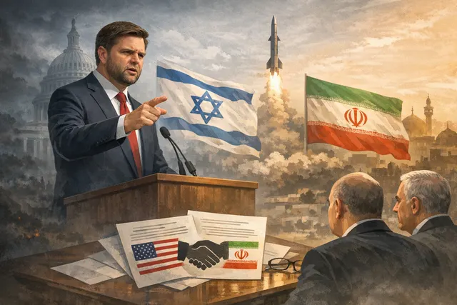 JD Vance at White House press conference delivering warning to Israeli critics of U.S.-Iran memorandum of understanding