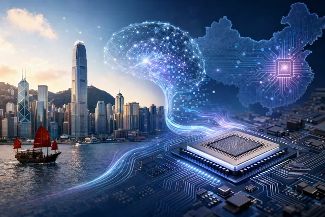 Concept illustration of Hong Kong developing a DeepSeek-based AI model optimized for domestic chips
