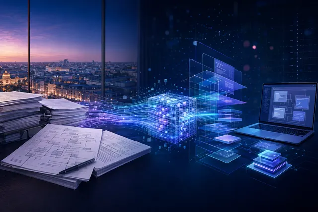 Illustration representing AI-driven enterprise software modernization by DesignVerse