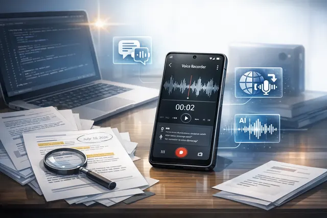 Samsung Voice Recorder app interface concept with cloud transcription feature
