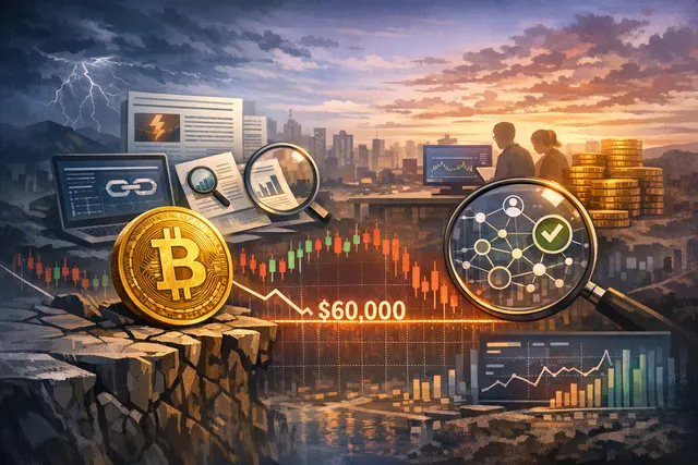 Bitcoin price chart and on-chain data showing volatility near the $60,000 support level