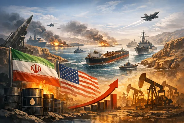 Aerial view of oil tankers stranded near the Strait of Hormuz during the 2026 supply crisis