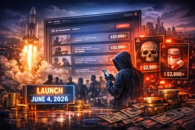 A dramatic illustration of the Pump.fun GO bounty platform launch chaos, depicting a glowing digital interface with crypto rewards and a dystopian, chaotic internet backdrop.