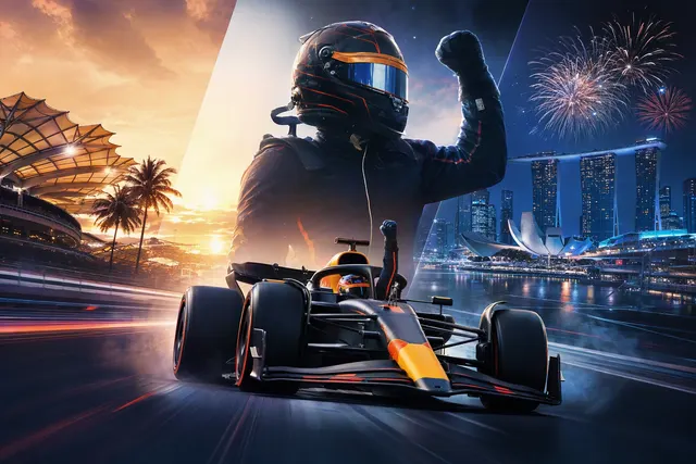 AI-generated editorial illustration accompanying coverage of Verstappen and Red Bull’s 2026 resurgence
