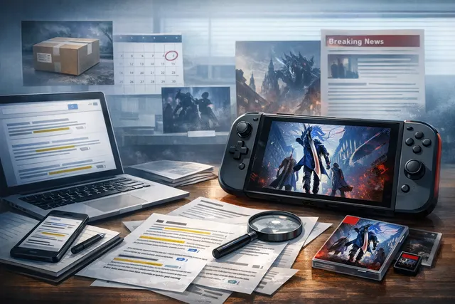 Devil May Cry 5 Devil Hunter Edition cover art featuring Dante, Nero, V, and Vergil on a Nintendo Switch 2 themed background