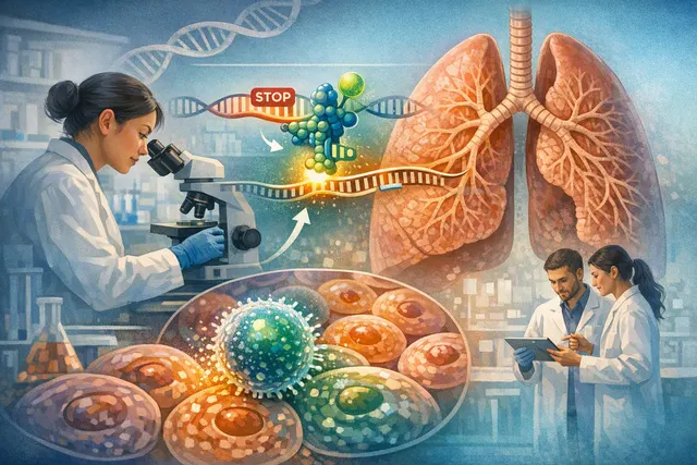 Illustration of engineered suppressor tRNA delivered by inhaled lipid nanoparticles to airway cells