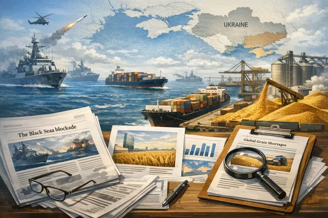 A stylized representation of a cargo ship navigating the Black Sea, symbolizing Ukraine's threatened grain export corridor amid escalating conflict.
