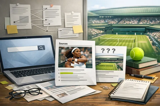 Serena Williams on a tennis court at Wimbledon, aged 44, preparing for her 2026 comeback with a singles wild card